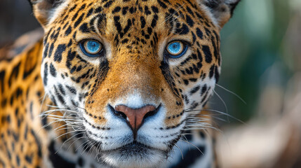 Obraz premium Close-up of a wild cat with striking blue eyes