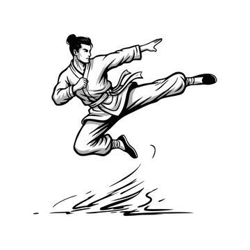 Taekwondo Athlete Dynamic Kick Illustration