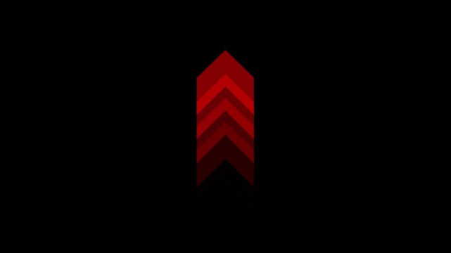 Minimalist red colored ideal designed simple arrow doing digital representing information.The suitable for UI, UX, and technology-based visual projects with pointing arrow icon on black background.