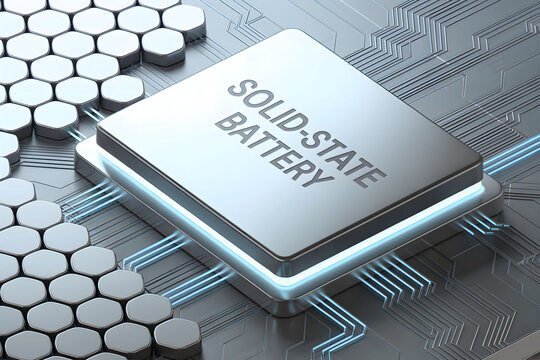 Solid-State Battery Integrated into Futuristic Circuit Board