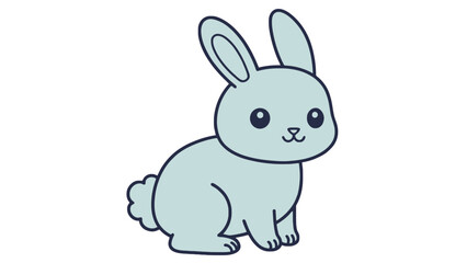 Obraz premium A cute cartoon blue rabbit with big eyes and pink cheeks