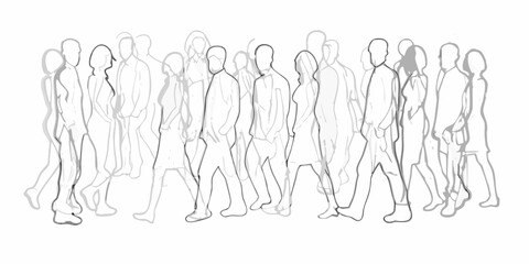 A large group of people depicted as simple line art figures © John Lee