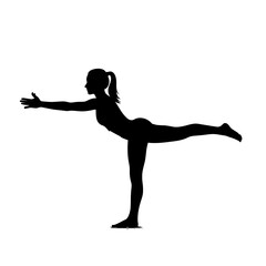 Fototapeta premium Female yoga warrior pose silhouette vector black