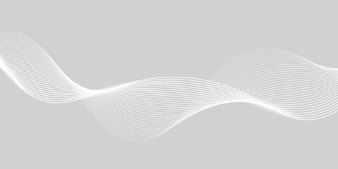 Futuristic gray white abstract background with shining wave lines pattern for banner, wallpaper, cover. Vector illustration