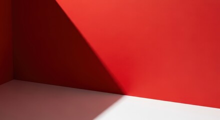 Red and White Abstract Background with Diagonal Shadow