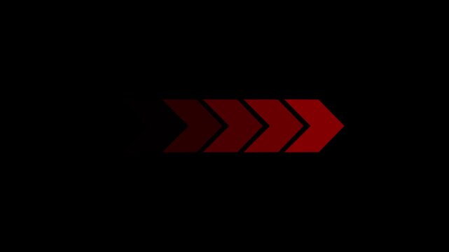 Minimalist red colored ideal for designed sleek arrow doing digital representing information.The suitable for UI, UX, and technology-based visual projects with pointing arrow icon on black background.