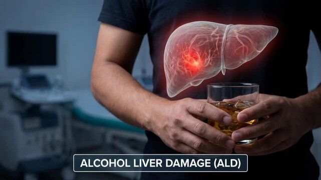 A visual narrative exploring the effects of alcohol on the human body, specifically highlighting liver damage, it's a poignant portrayal of the connection between health and consumption.