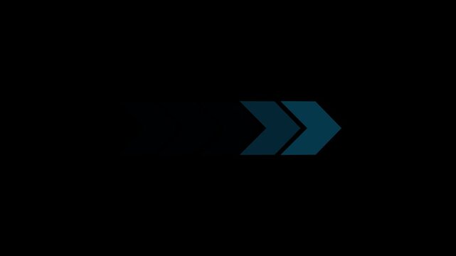 Minimalist blue colored ideal for arrow doing digital representing information.The suitable for UI, UX, and technology-based visual projects with pointing arrow icon on black background.