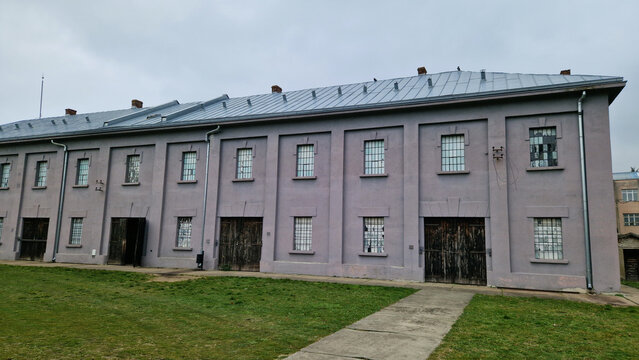 Nis, Serbia - December 27, 2025: Building of the former Nazi concentration camp "Crveni Krst" (Red Cross). German occupation of Serbia. Today the camp is the Memorial Complex "February 12".