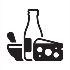 Black solid icon for dairy products