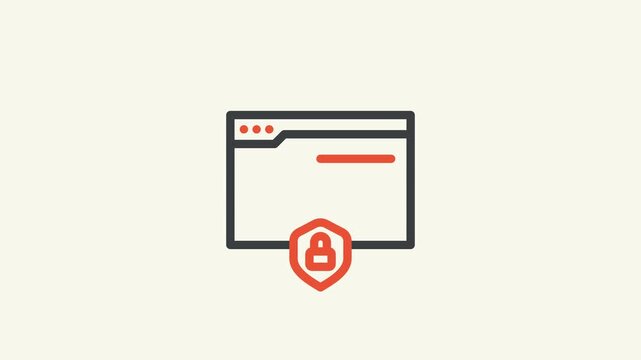 Website Security Icon Animation, Padlock with webpage denoting website protection animated icon