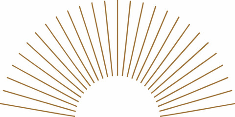 Golden lines radiating from a central point forming a semi circular sunburst pattern