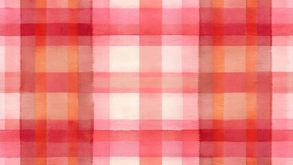 Abstract Watercolor Plaid Pattern Red Pink Orange White Soft Brush Strokes Gentle Light