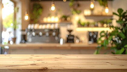 blur background An empty luxury coffe shop interior featuring elegant wood furniture and glass decorations illuminated by soft indoor light