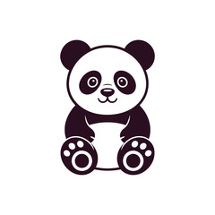 Fototapeta premium Adorable cartoon panda with large eyes and prominent paw prints