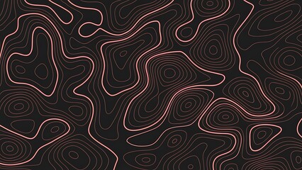 Fototapeta premium Vibrant pink topographic lines on dark background for modern design