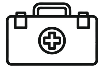 Obraz premium A monochrome first aid kit icon is outlined clearly in black and white