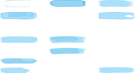 Blue watercolor brush stroke illustration set for banner highlights labels backgrounds and artistic graphic design elements