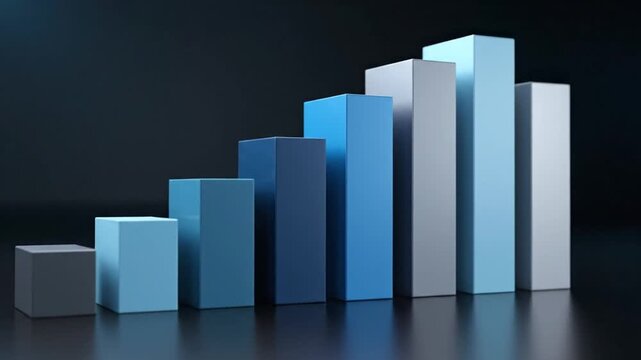 3D Bar Graph Animation with Blue Blocks.