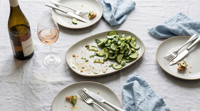Salade de concombre ambiance repas