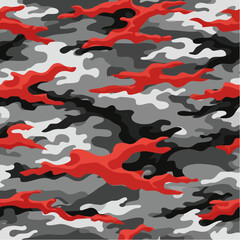 Seamless fashion dark gray and red hunting camo pattern vector
