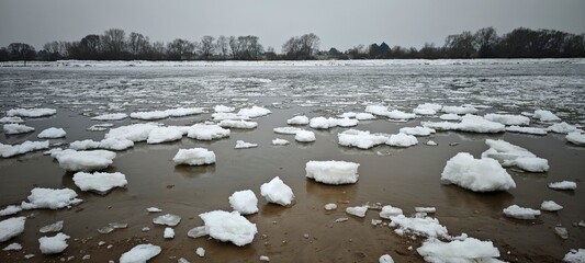 Treibeis auf der Elbe bei Geesthacht