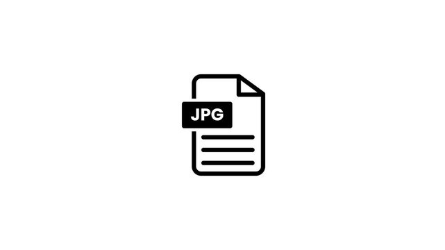 White JPG document icon animation isolated on black background