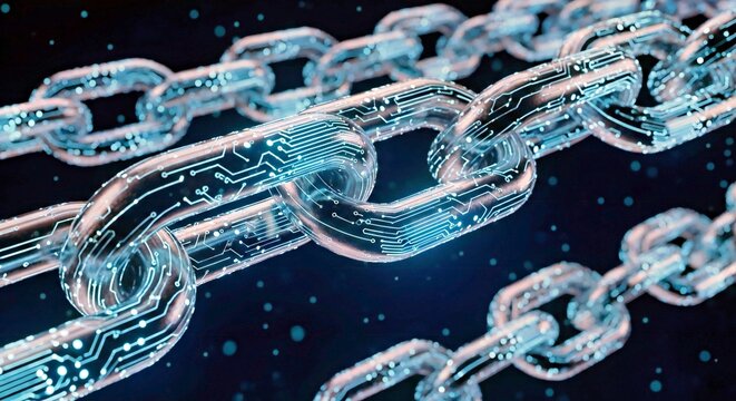Abstract 3D Digital Chain Link Concept for Cyber Security and Data Protection Network