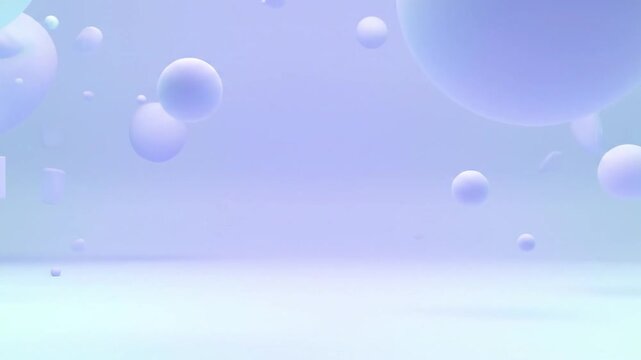 3D Rendering of Floating Spheres and Cubes.