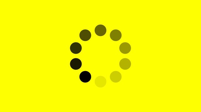 Loading circle animation on yellow background, downloading loading icon, buffering process, HD loading animation effect.