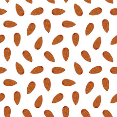 Almond nut Pattern background. seamless pattern Almond doodle illustration. doodle almond nut seamless pattern.