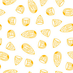 Almond nut Pattern background. seamless pattern Almond doodle illustration. doodle almond nut seamless pattern.