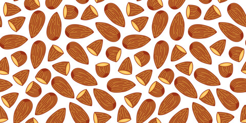 Almond nut Pattern background. seamless pattern Almond doodle illustration. doodle almond nut seamless pattern.