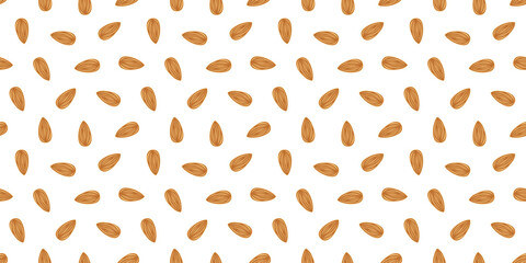Almond nut Pattern background. seamless pattern Almond doodle illustration. doodle almond nut seamless pattern.