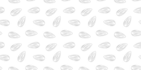 Almond nut Pattern background. seamless pattern Almond doodle illustration. doodle almond nut seamless pattern.