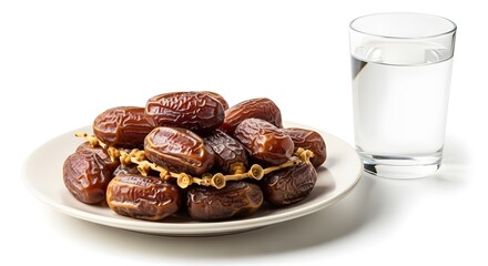 Obraz premium Ramadan special iftar essentials dates and water for a refreshing fast breaking experience