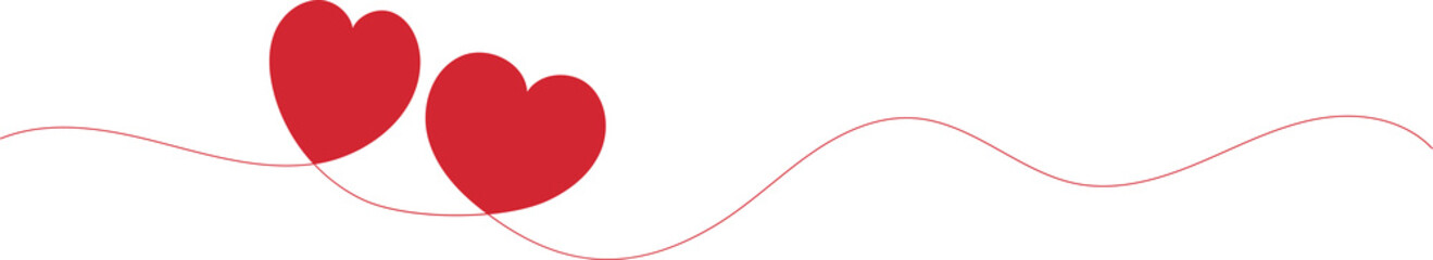 Minimal red hearts line illustration for Valentine&rsquo;s Day on white background
