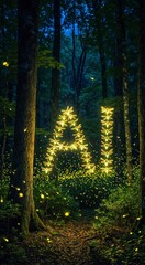 Obraz premium Synchronous Firefly AI Flash in Great Smoky Mountains Night Forest