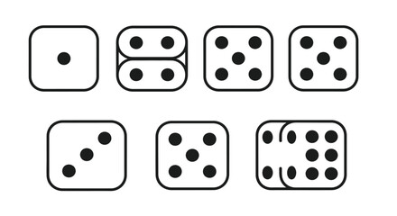 A visual representation of six different dice faces each displaying a unique number of pips