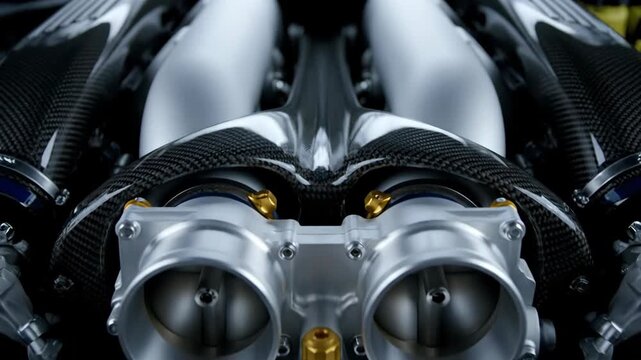 Luxury V12 Engine Intake Plenum with Carbon Fiber Manifolds