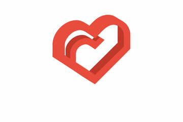 Fototapeta premium A stylized red heart graphic with a curved internal shape