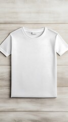 Blank white t-shirt on wooden background
