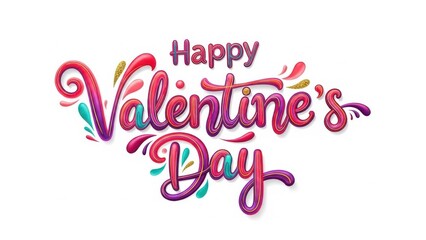 Obraz premium Dynamic cursive happy valentines day script with paint splashes and glitter