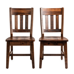 Set of Two Rustic Farmhouse Style Solid Wood Dining Chairs png
