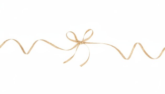 Natural brown jute twine tied in elegant bow on white background for gift wrap decoration