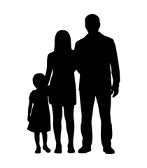 Family silhouette of father, mother, and child. silhouette of a family