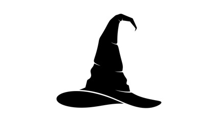 Black Witch Hat Symbol Flat Illustration