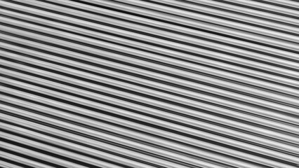 Abstract textured background of shiny metallic striped tubes arranged diagonally for banner...