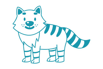 Smiling cartoon blue raccoon shows bold stripes in a clean animal drawing