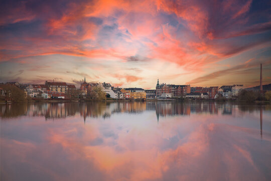 View from Hiller&oslash;d, reflexion on the water from the castle